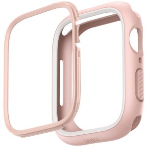 Apple Watch 1-6, SE (40 mm) / Watch 7-8 (41 mm), Műanyag + szilikon védőkeret, szíj nélkül, közepesen ütésálló, 2 db cserélhető kerettel, Uniq Moduo, rózsaszín