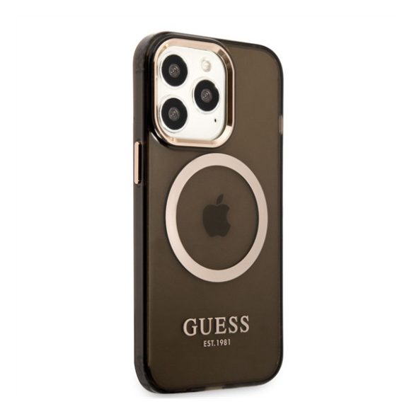 Guess Translucent MagSafe Apple iPhone 13 Pro hátlap tok, fekete