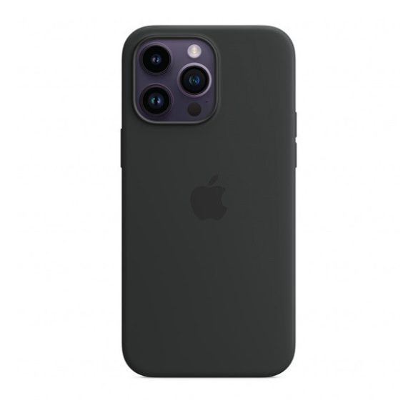 Apple iPhone 14 Pro Max MagSafe-rögzítésű szilikon tok, Éjfekete