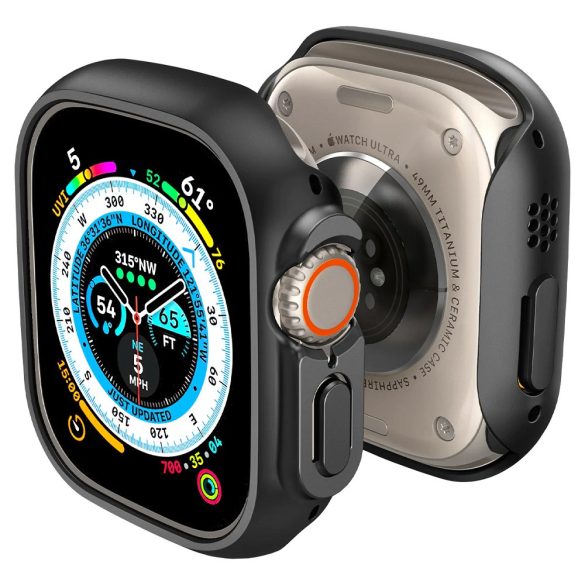 Apple Watch Ultra (49 mm), Műanyag védőkeret, szíj nélkül, Spigen Thin Fit, fekete