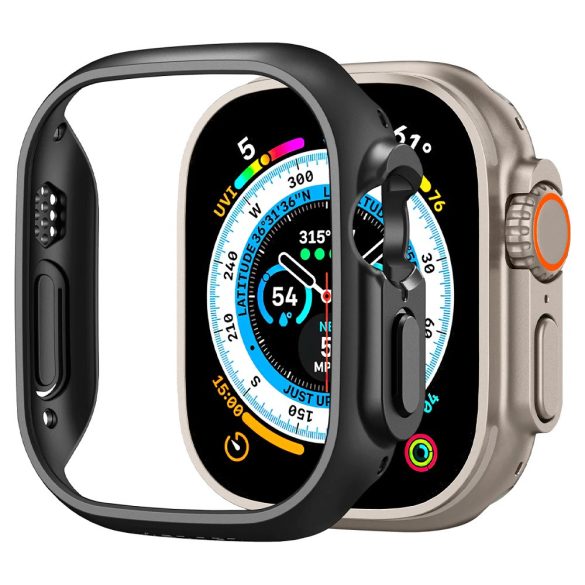 Apple Watch Ultra (49 mm), Műanyag védőkeret, szíj nélkül, Spigen Thin Fit, fekete