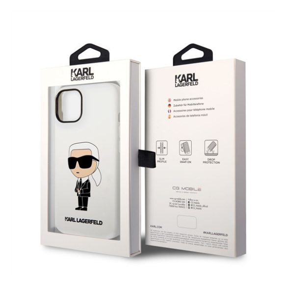 Karl Lagerfeld Liquid Ikonik NFT szilikon hátlap tok Apple iPhone 14, fehér