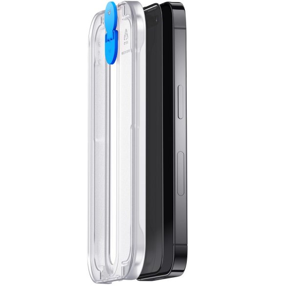 Apple iPhone 14 Pro, Kijelzővédő fólia, ütésálló fólia (az íves részre is!), Tempered Glass (edzett üveg), Uniq Optix Vivid Pro, fekete