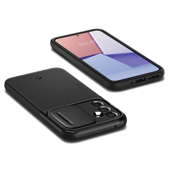 Samsung Galaxy A54 5G SM-A546B, Szilikon tok, közepesen ütésálló, kamera védelem, Spigen Optik Armor, fekete