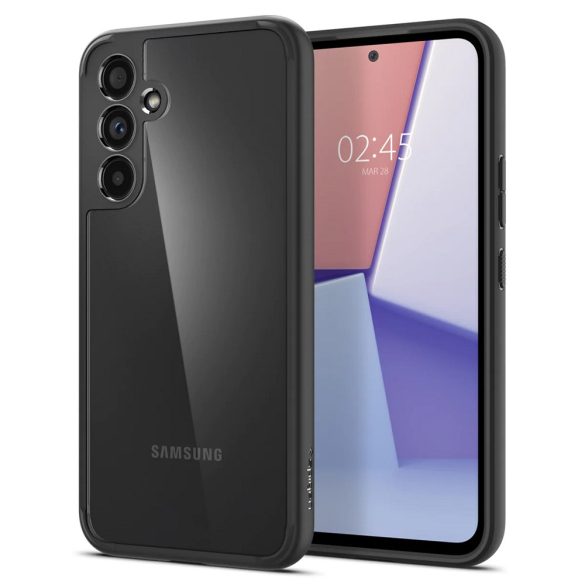 Samsung Galaxy A54 5G SM-A546B, Műanyag hátlap védőtok + szilikon keret, Spigen Ultra Hybrid, átlátszó/fekete