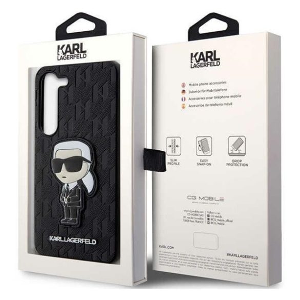 Karl Lagerfeld Saffiano Monogram Ikonik Samsung Galaxy S23 szilikon tok, fekete