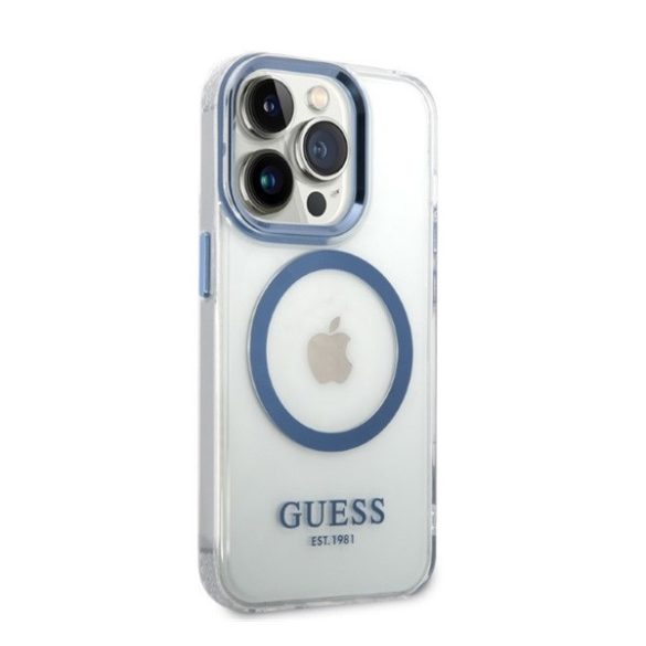 Guess Metal Outline Magsafe Apple iPhone 14 Pro hátlap tok, kék