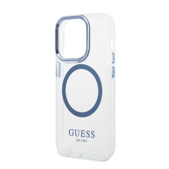 Guess Metal Outline Magsafe Apple iPhone 14 Pro hátlap tok, kék