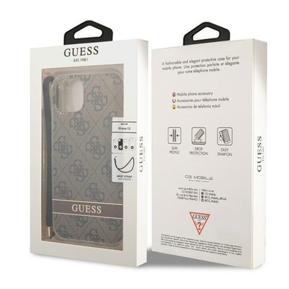 Guess 4G Print Strap Apple iPhone 14 Plus hátlap tok, barna