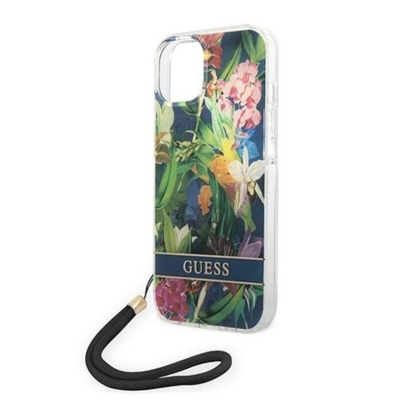 Guess Flower Strap Apple iPhone 14 Plus hátlap tok, kék