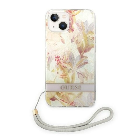 Guess Flower Strap Apple iPhone 14 Plus hátlap tok, lila