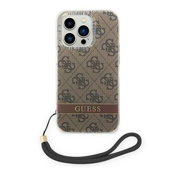 Guess 4G Print Strap Apple iPhone 14 Pro Max hátlap tok, barna