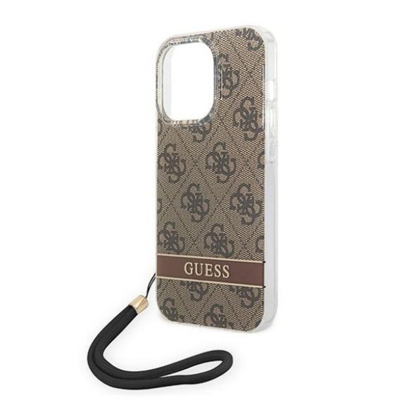 Guess 4G Print Strap Apple iPhone 14 Pro Max hátlap tok, barna