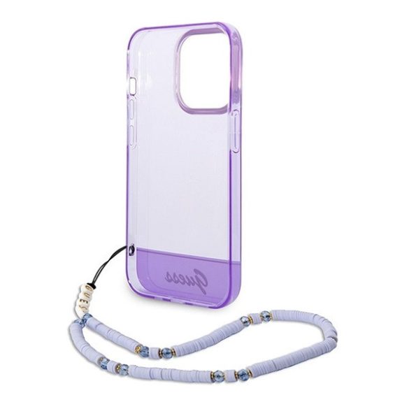 Guess Translucent Pearl Strap Apple iPhone 14 Pro hátlap tok , lila