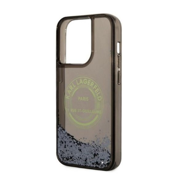 Karl Lagerfeld Liquid Glitter RSG Apple iPhone 14 Pro hátlap tok, fekete