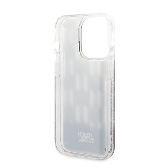 Karl Lagerfeld Liquid Glitter Monogram Apple iPhone 14 Pro hátlap tok, fekete