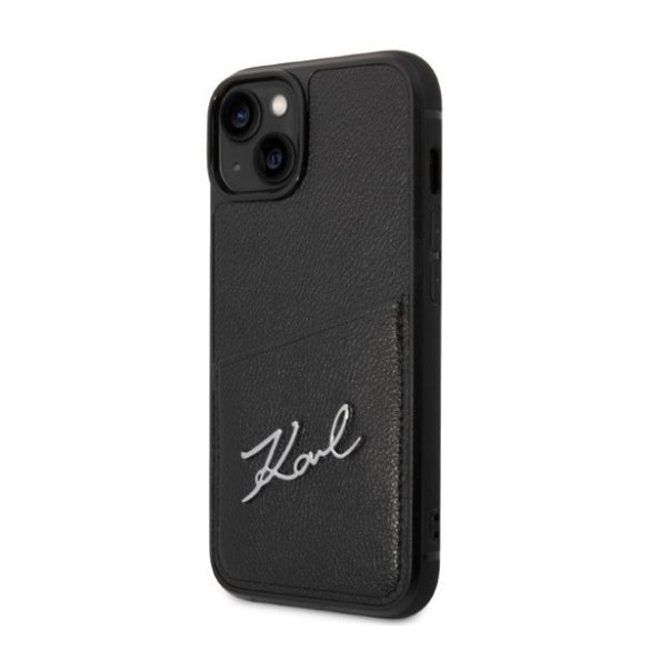 Karl Lagerfeld Signature Logo Cardslot Apple iPhone 14 Plus hátlap tok, fekete