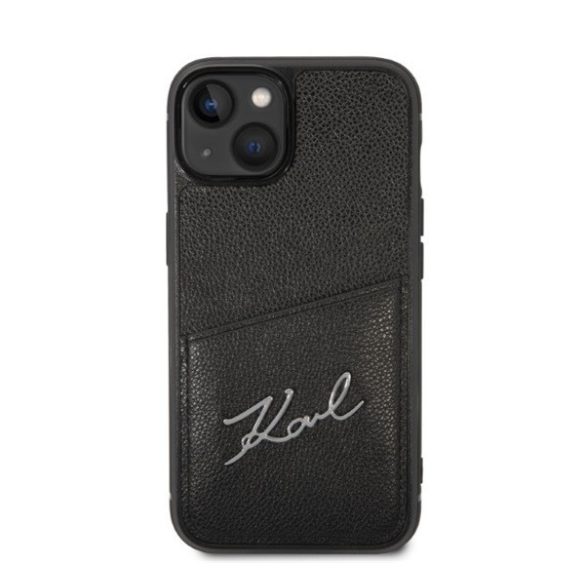 Karl Lagerfeld Signature Logo Cardslot Apple iPhone 14 Plus hátlap tok, fekete