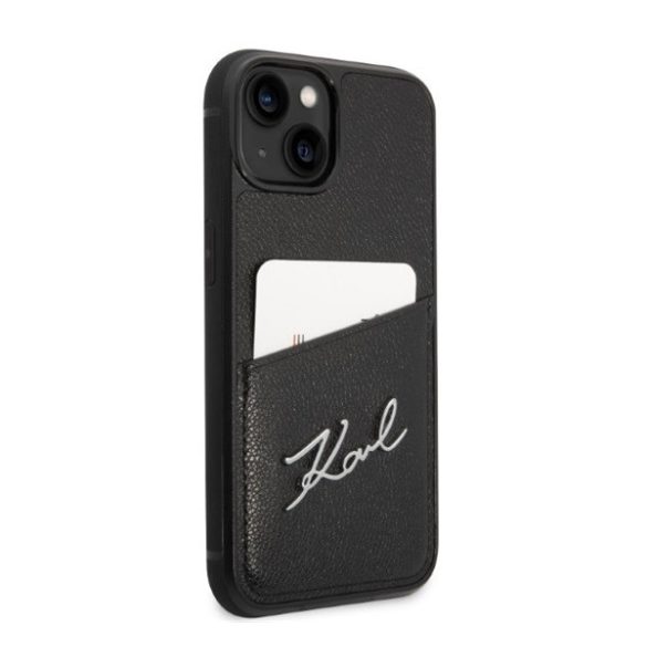 Karl Lagerfeld Signature Logo Cardslot Apple iPhone 14 Plus hátlap tok, fekete