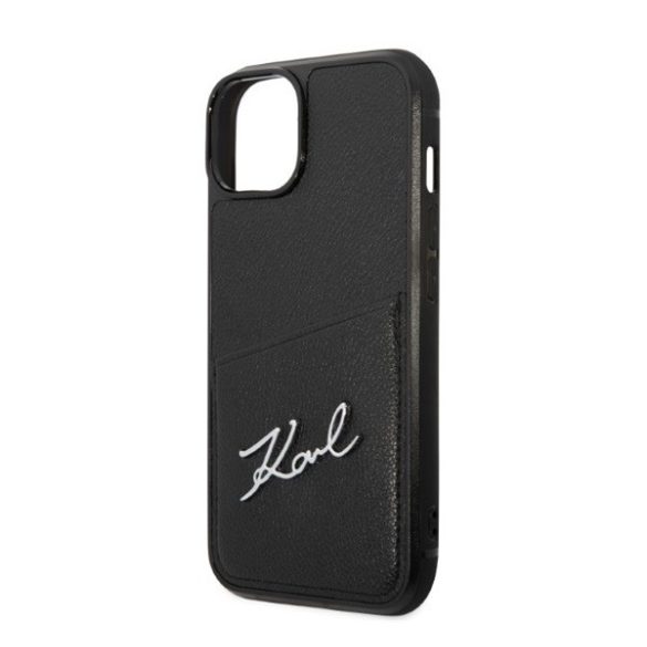 Karl Lagerfeld Signature Logo Cardslot Apple iPhone 14 Plus hátlap tok, fekete