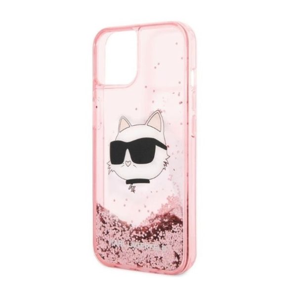 Karl Lagerfeld Glitter Choupette Head Apple iPhone 14 Plus hátlap tok, rózsaszín