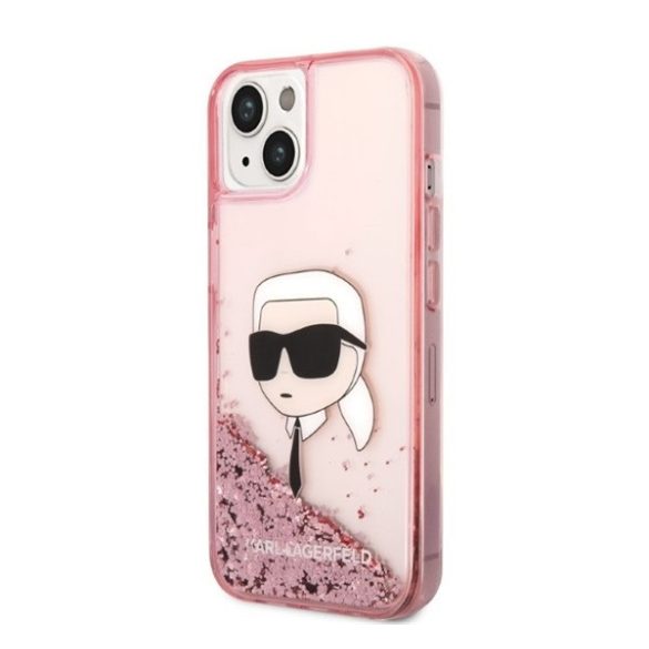 Karl Lagerfeld Glitter Karl Head Apple iPhone 14 Plus hátlap tok, rózsaszín