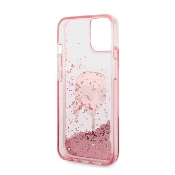 Karl Lagerfeld Glitter Karl Head Apple iPhone 14 Plus hátlap tok, rózsaszín