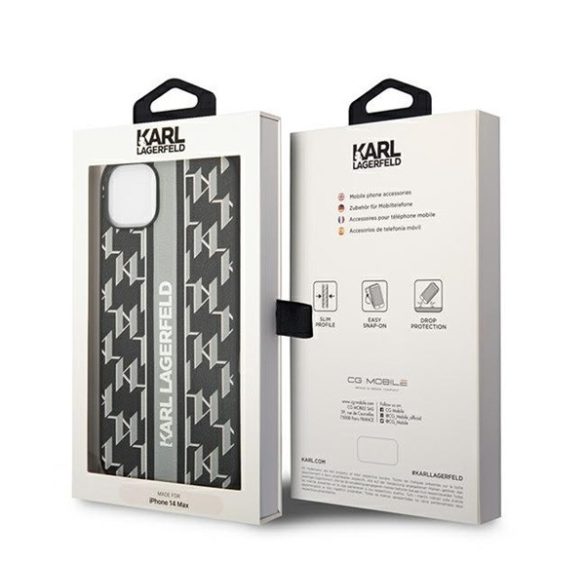 Karl Lagerfeld Monogram Stripe Apple iPhone 14 Plus hátlap tok, szürke