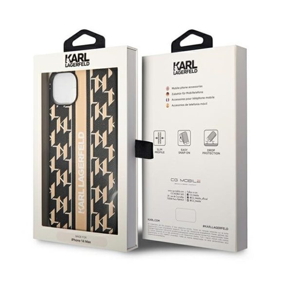 Karl Lagerfeld Monogram Stripe Apple iPhone 14 Plus hátlap tok, barna