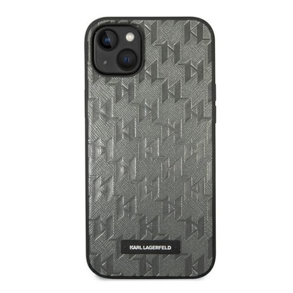 Karl Lagerfeld Saffiano Mono Metal Apple iPhone 14 Plus hátlap tok, szürke