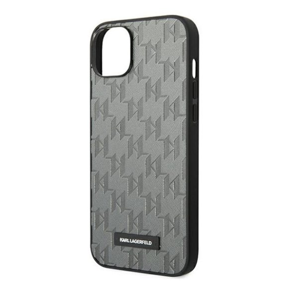 Karl Lagerfeld Saffiano Mono Metal Apple iPhone 14 Plus hátlap tok, szürke