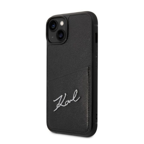 Karl Lagerfeld Signature Logo Cardslot Apple iPhone 14 hátlap tok, fekete