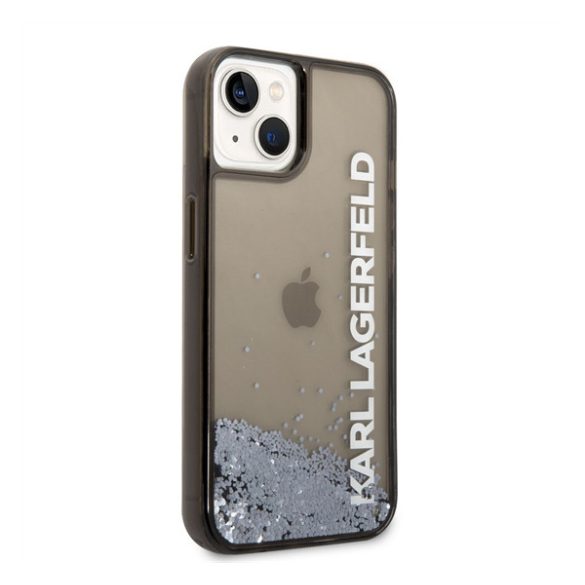 Karl Lagerfeld Liquid Glitter Elong Apple iPhone 14 hátlap tok, fekete