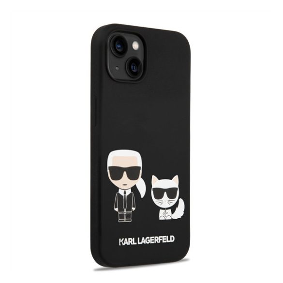 Karl Lagerfeld Liquid Silicone Karl & Choupette Apple iPhone 14 Magsafe hátlap tok, fekete