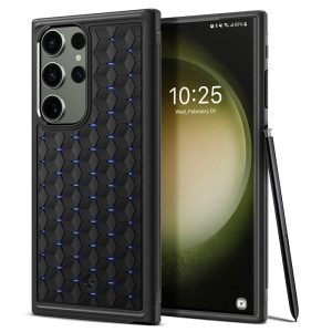 Samsung Galaxy S23 Ultra SM-S918, Műanyag hátlap védőtok + szilikon keret, közepesen ütésálló, légpárnás sarok, Spigen Cryo Armor, fekete