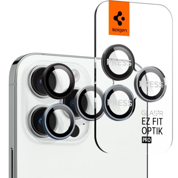 Apple iPhone 14 Pro / 14 Pro Max, Kamera lencsevédő fólia, ütésálló fólia, Tempered Glass (edzett üveg), Spigen Glastr Ez Fit Optik Pro, átlátszó, 2 db / csomag