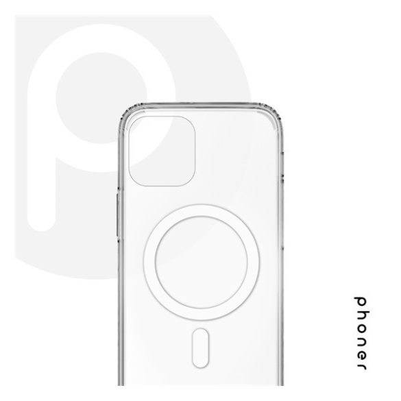 Phoner Mag Pack Apple iPhone 13 Magsafe tok, átlátszó + Master Clear Felhelyező keretes Tempered fólia