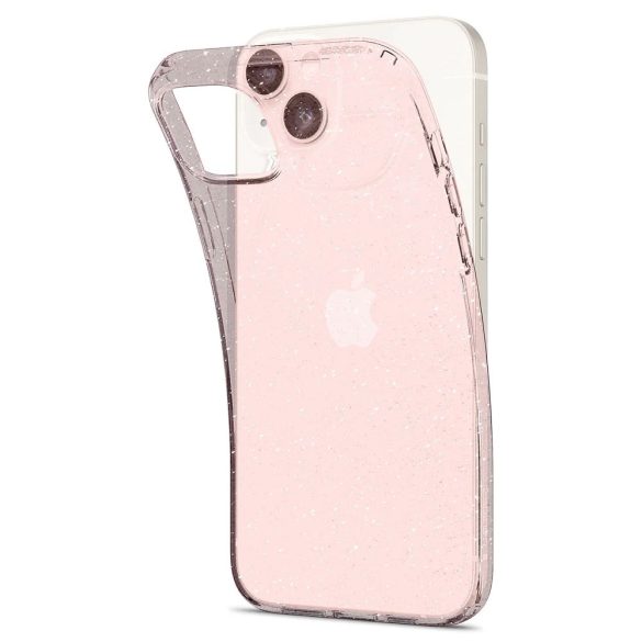 Apple iPhone 15 Pro Max, Szilikon tok, Spigen Liquid Crystal Glitter, átlátszó/vörösarany