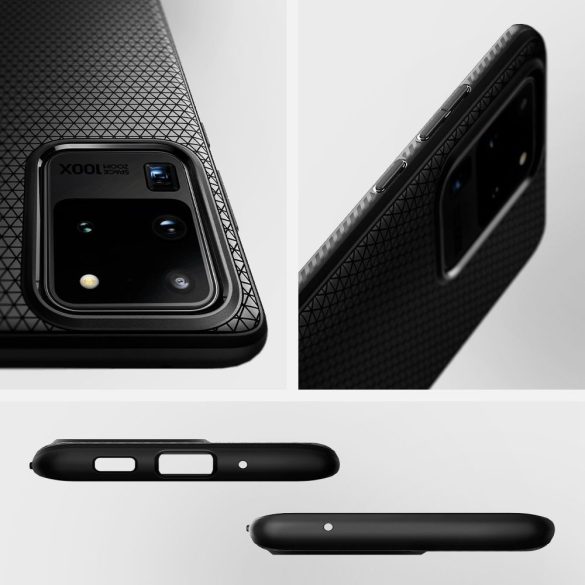Apple iPhone 15 Plus, Szilikon tok, Spigen Liquid Air, háromszög minta, fekete