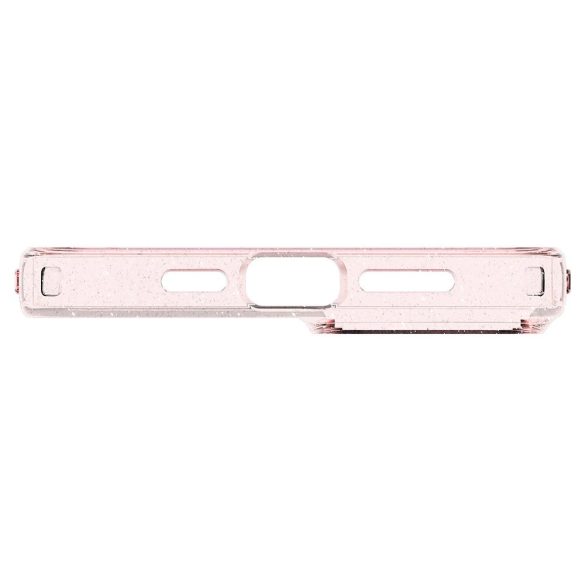 Apple iPhone 15 Pro, Szilikon tok, Spigen Liquid Crystal Glitter, átlátszó/vörösarany