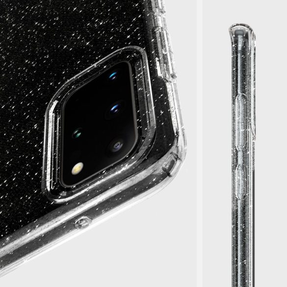 Apple iPhone 15 Pro, Szilikon tok, Spigen Liquid Crystal Glitter, átlátszó/vörösarany