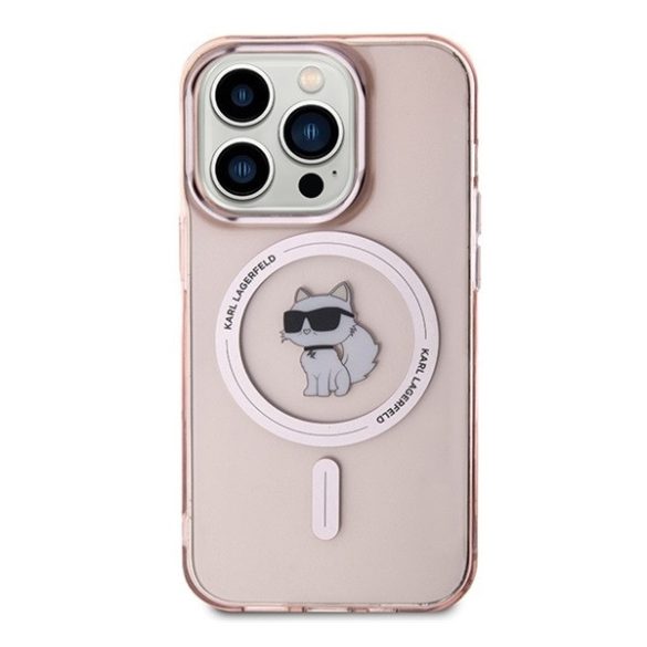 Karl Lagerfeld IML Choupette MagSafe Apple iPhone 15 Pro hátlap tok, rózsaszín