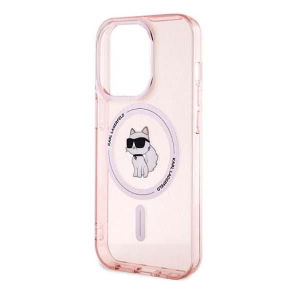 Karl Lagerfeld IML Choupette MagSafe Apple iPhone 15 Pro hátlap tok, rózsaszín