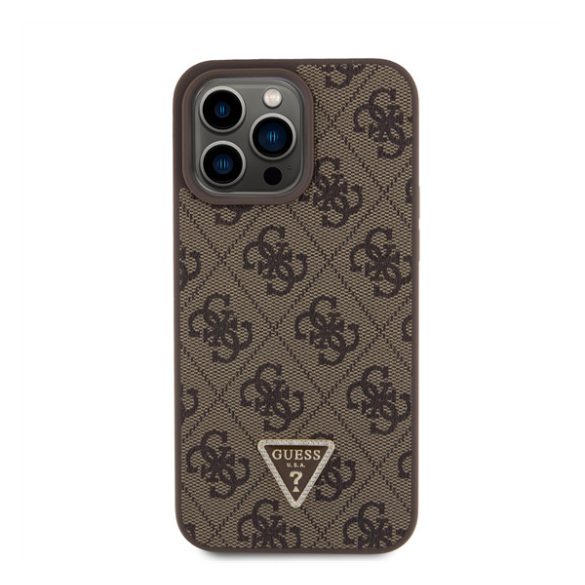 Guess 4G Strass Triangle Metal Logo tok, iPhone 15 Pro Max, Barna