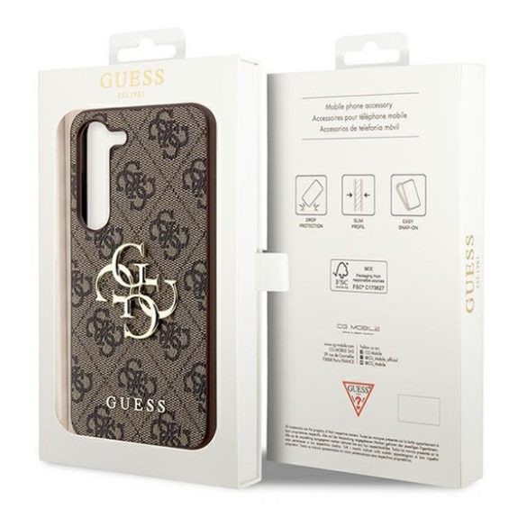 Guess PU 4G Metal Logo Samsung Galaxy S23 FE hátlap tok, barna