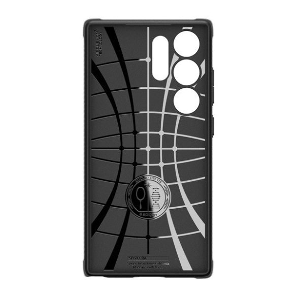 Samsung Galaxy S24 Ultra SM-S928, Szilikon tok, Spigen Rugged Armor, karbon minta, fekete