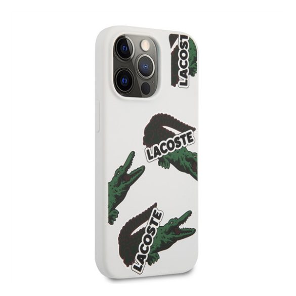 Lacoste Allover Pattern iPhone 13 Pro szilikon tok, fehér