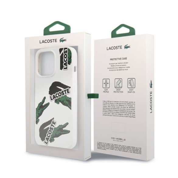 Lacoste Allover Pattern iPhone 13 Pro szilikon tok, fehér