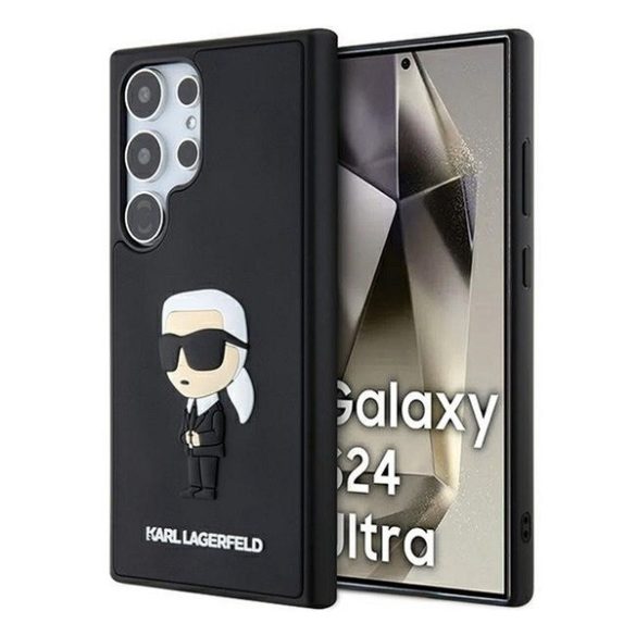 Karl Lagerfeld 3D Rubber Ikonik Samsung Galaxy S24 Ultra tok, fekete