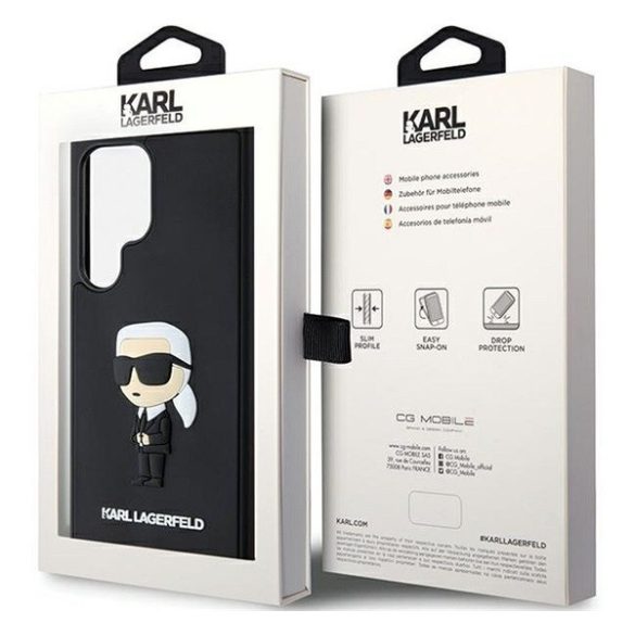 Karl Lagerfeld 3D Rubber Ikonik Samsung Galaxy S24 Ultra tok, fekete